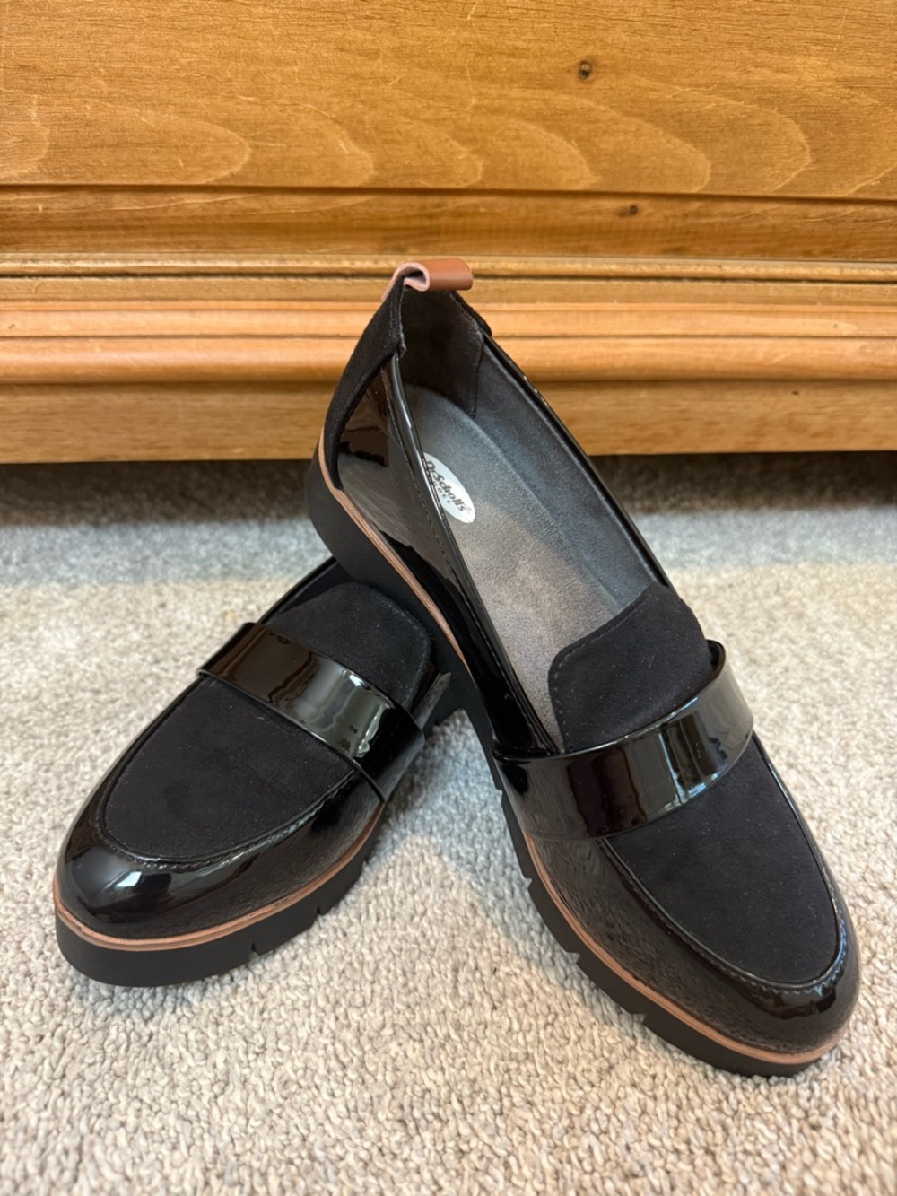 Dr. Scholl’s Women’s Black Patent & Suede Loafers